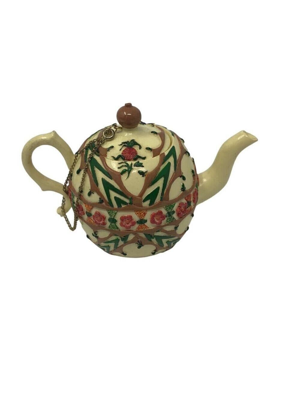 Vintage Nini Japan Hand Painted Teapot Trinket Box Floral Staffordshire Style - Picture 11 of 11